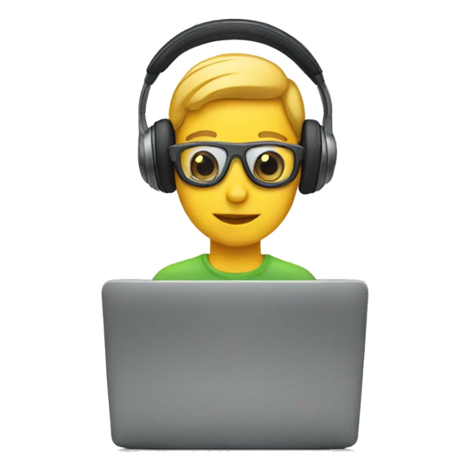 laptop user with headphones sticker