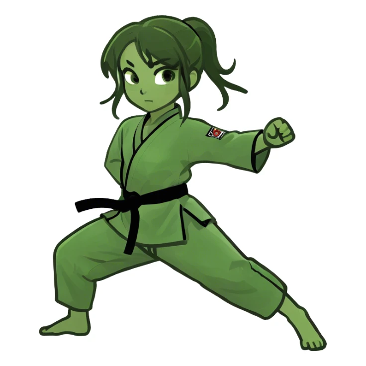 Brunette girl doing karate  sticker