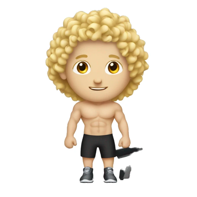 White blond curly man at gym sticker