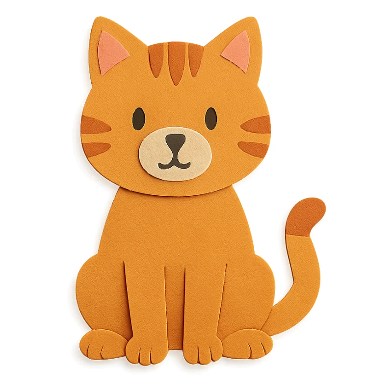 cat sitting with simple background in paper-craft style sticker