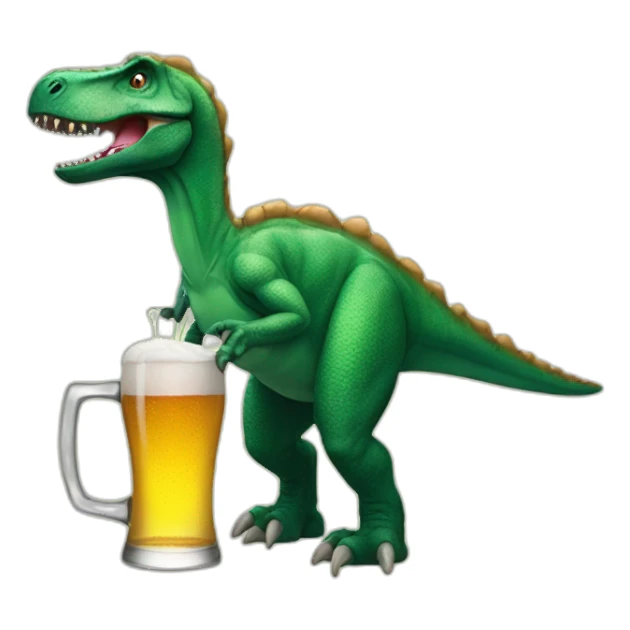 A dinosaur who drink a beer sticker