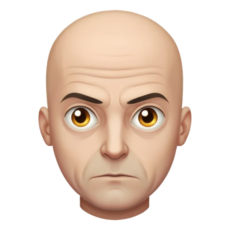 Steven Miller, bald, very grim and stern expression sticker