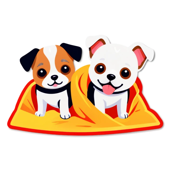 A blanket with cute dogs sticker