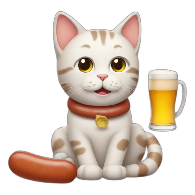 Cat with beer and sausage sticker
