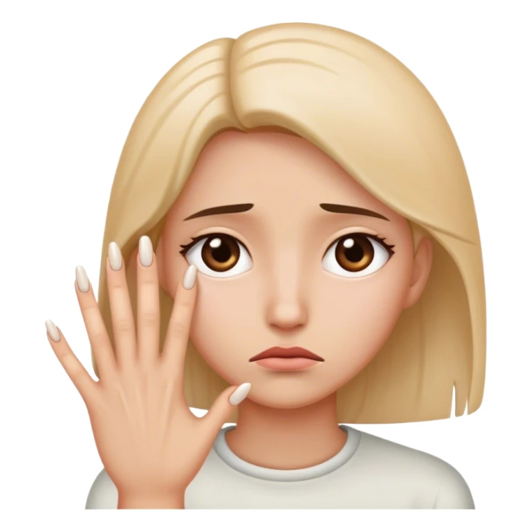 Sad face with long nail  sticker