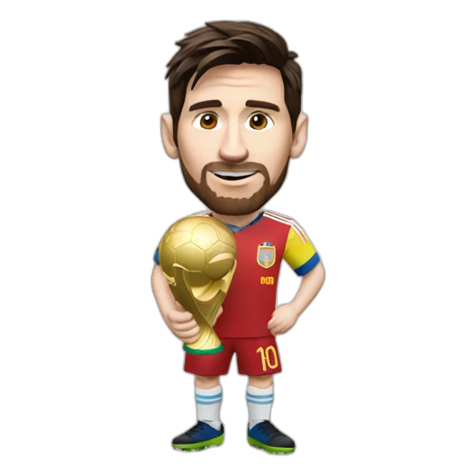 lionel messi  with the world cup sticker