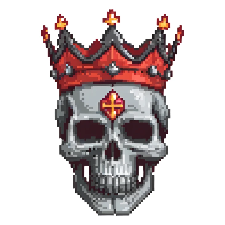 red and black skull with crown sticker