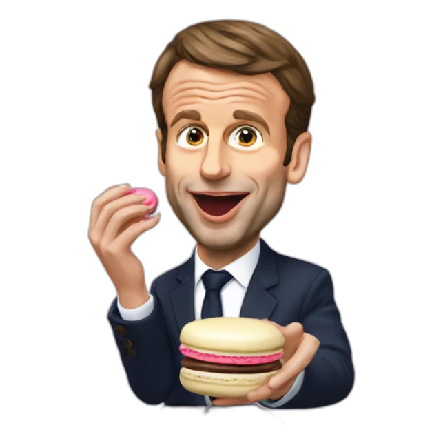 emmanuel macron eating a french macaron sticker