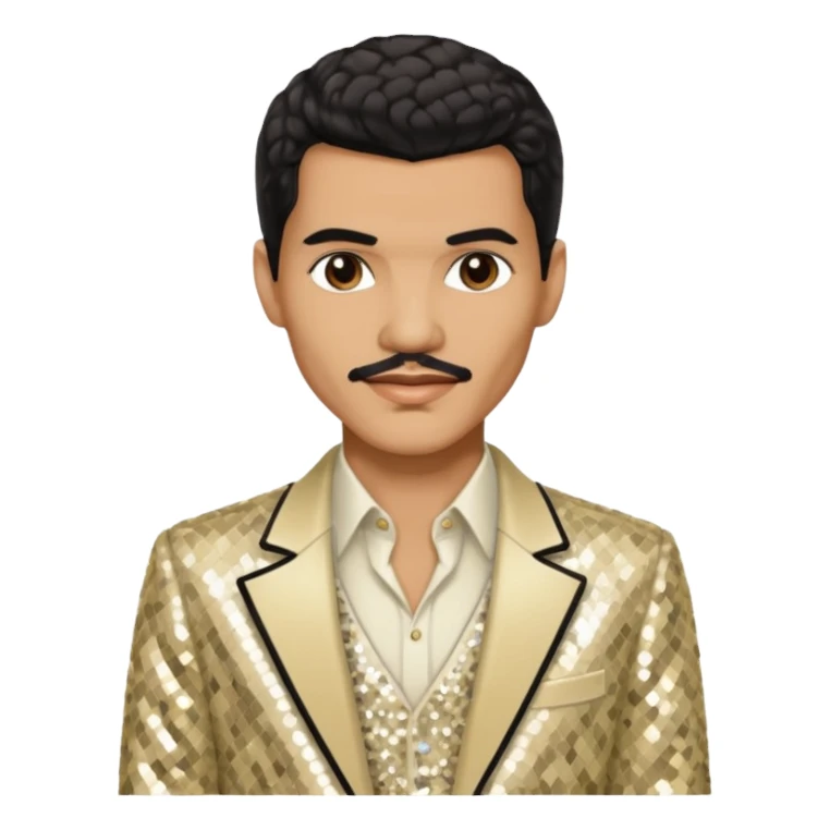 El DeBarge with dark brown hair, cream sequin outfit sticker