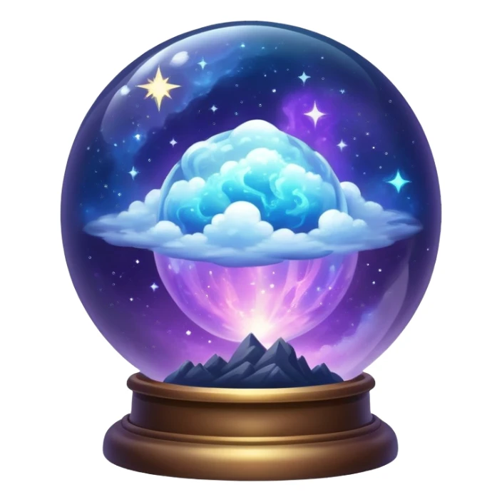 Tiny mystical mysterious celestial sparkly cloudy magical glowing spherical nebula glass globe dome sticker