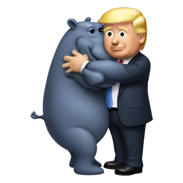 Trump hugging hippo sticker