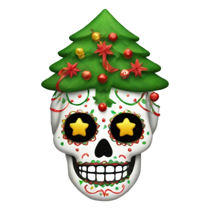 Sugar skull Christmas tree  sticker