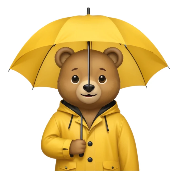 Bear with umbrella, wearing rain coat sticker
