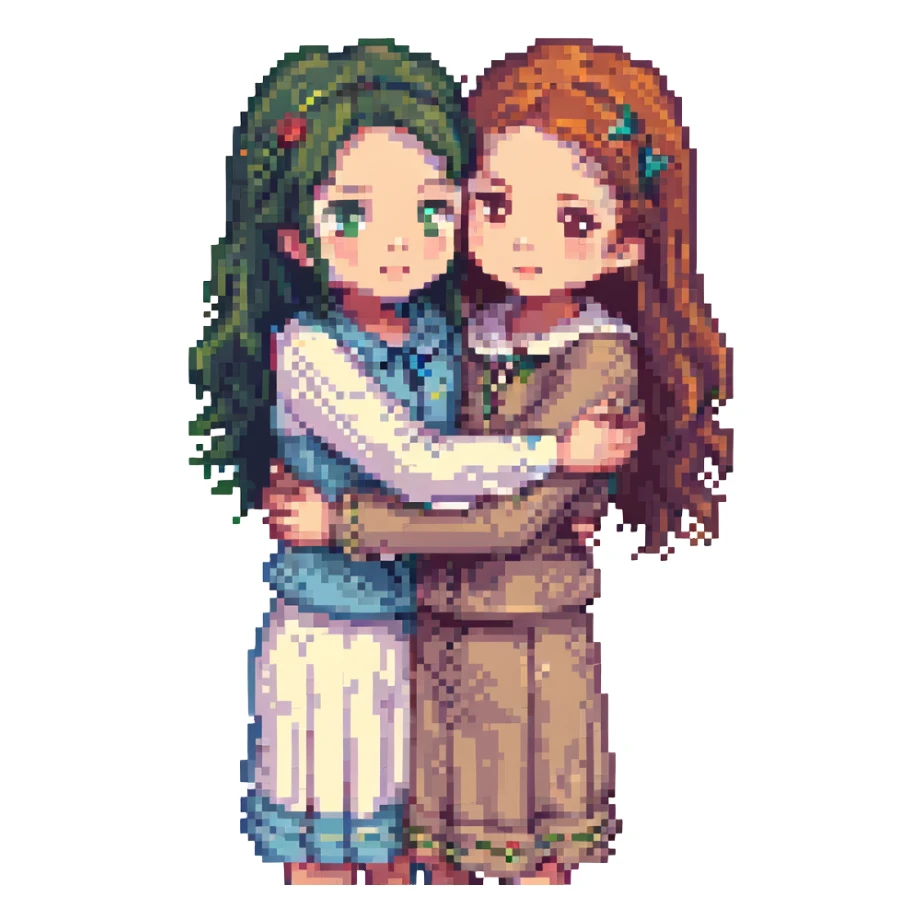 Two girls hugging happily sticker