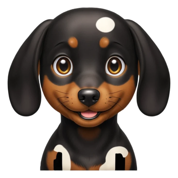 Black miniature Daschund looking happy sticker