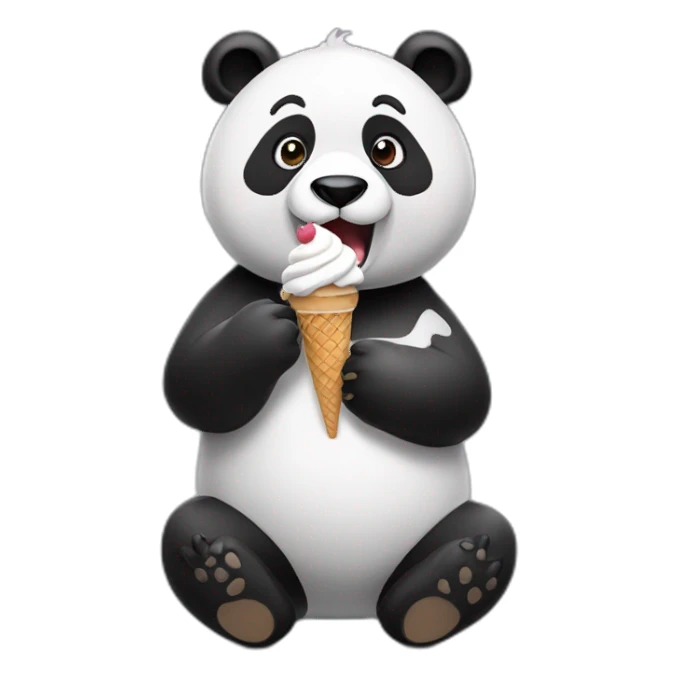 Panda eating ice cream sticker