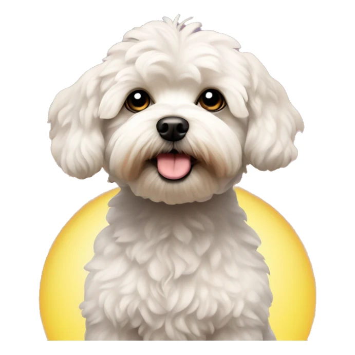 Maltipoo dog with sun behind head  sticker