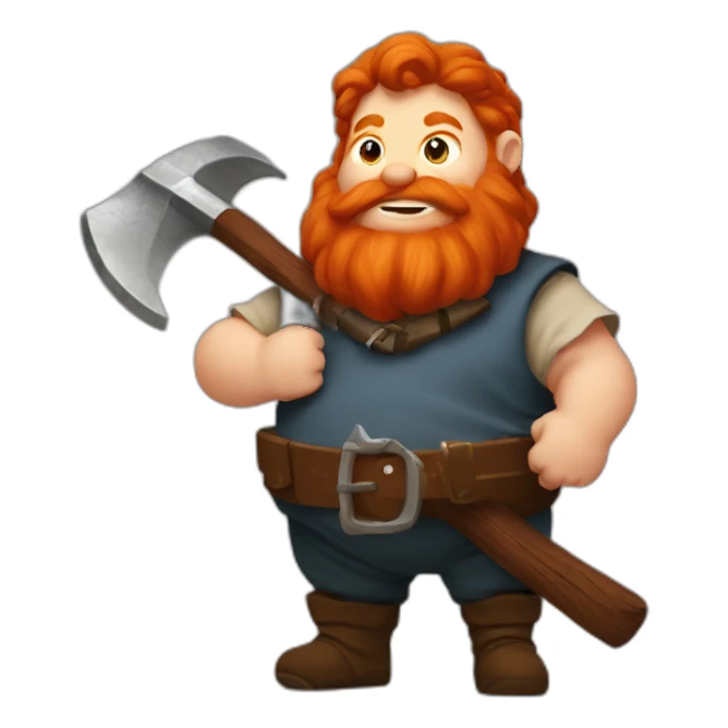 Fat redhead dwarf holding beer and pickaxe sticker