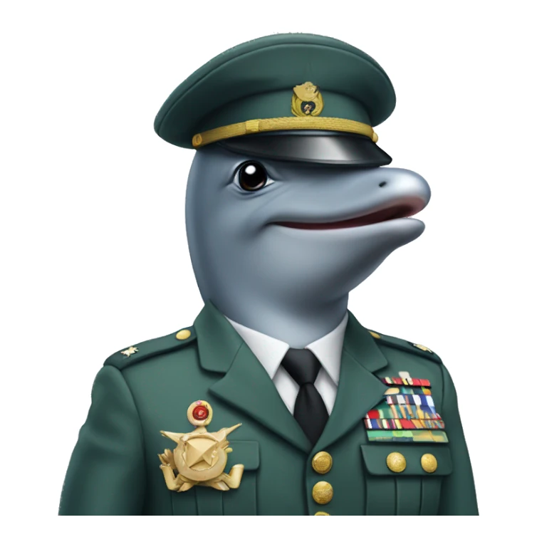 Dolphin in a military uniform sticker