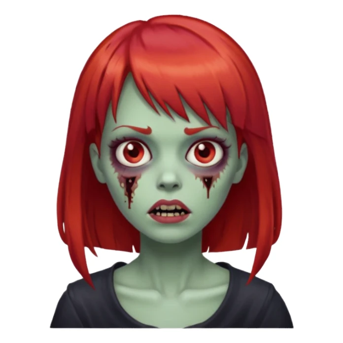 Mulher zombie com cabelos vermelho com franja sticker