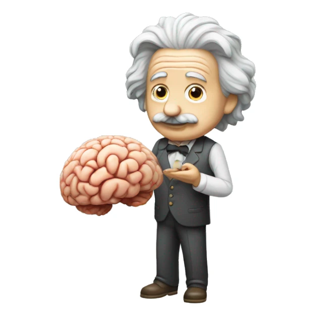 albert einstein holding brain in his hands sticker