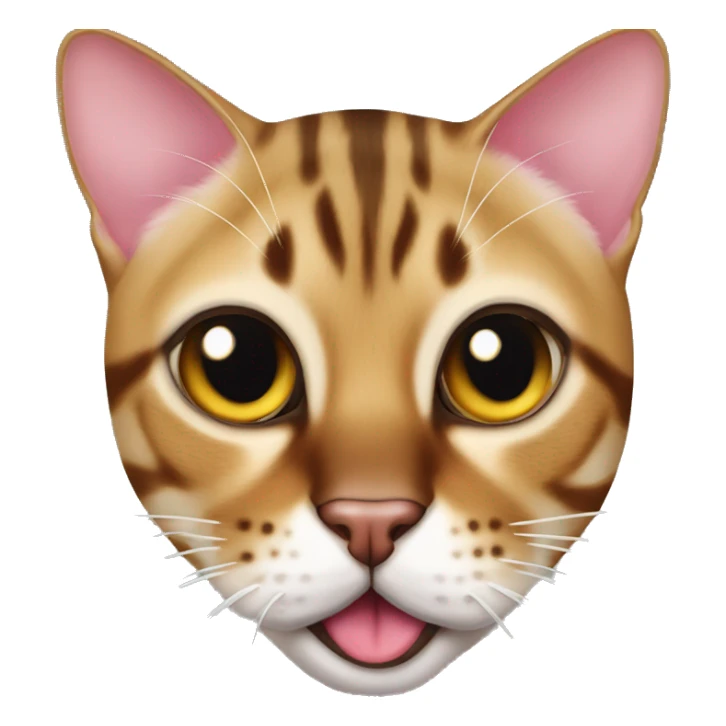 Brazen bengal cat muzzle shows his tongue big sticker