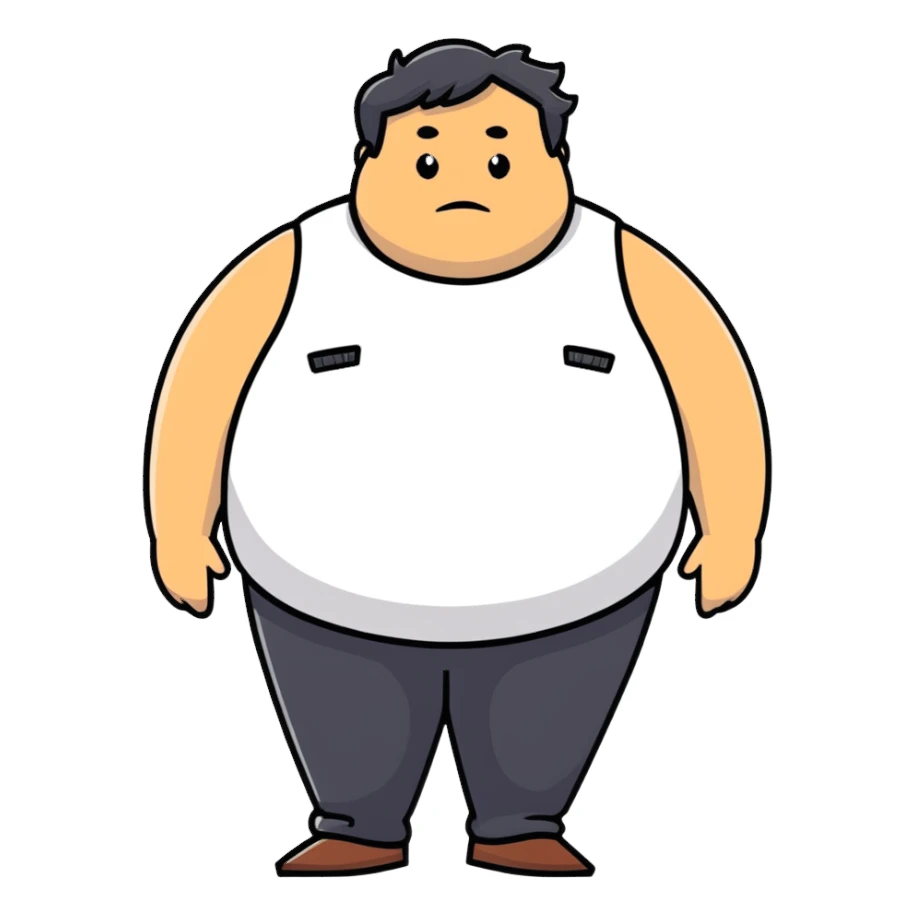 Brown fat man with hair sticker