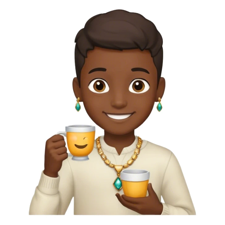 smiling boy with jewelry cup sticker