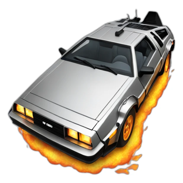 Delorean with fire sticker
