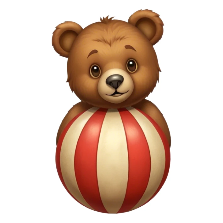 Vintage circus bear on striped ball sticker