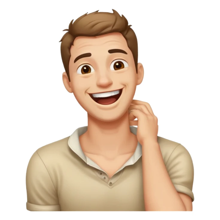 a guy holding his neck, laughing, crazy look  sticker