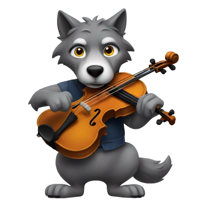 Wolf playing the violin sticker