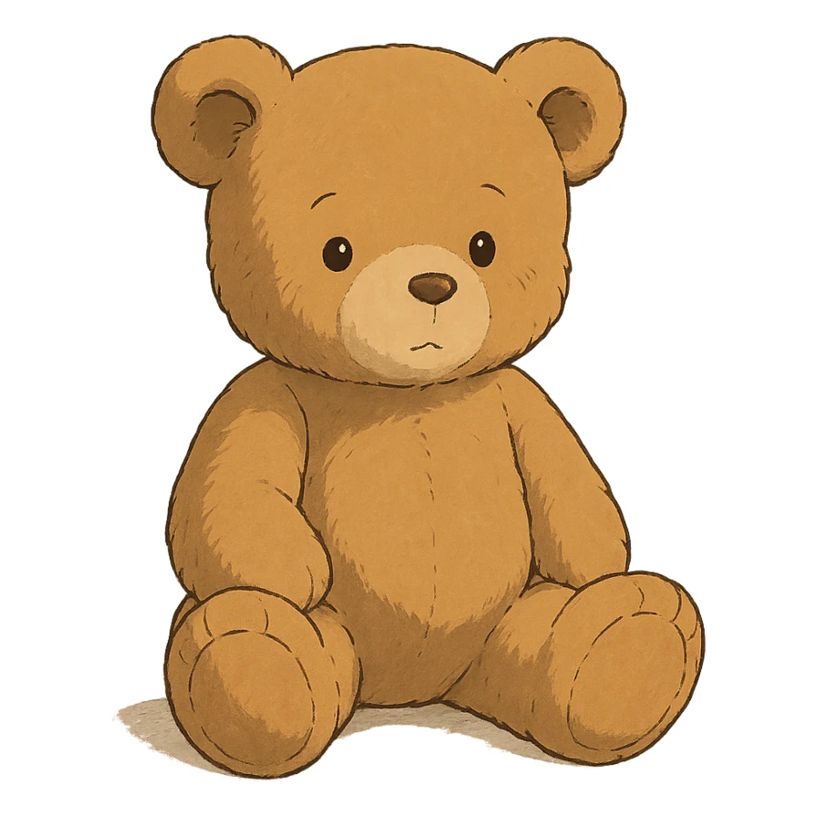 teddy bear in ghibli style sticker