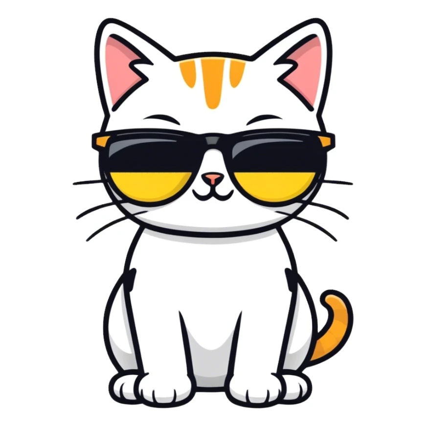 Cat with sunglasses sticker