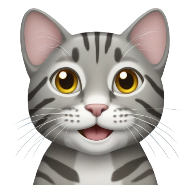 Gray tabby cat smiling with eyes half open sticker