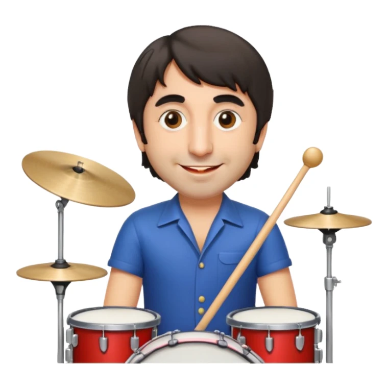 Keith Moon emoji style, drum set, dynamic pose, intense focus sticker
