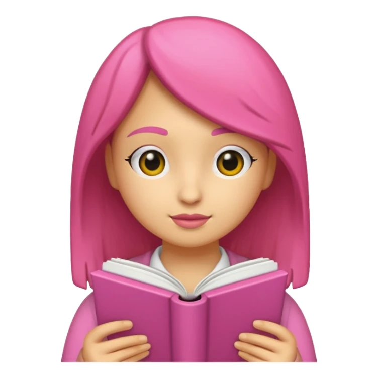 chica rosa pensando con libro ideas sticker