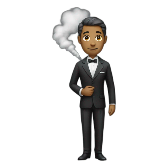 bold man dressed smoking suit sticker