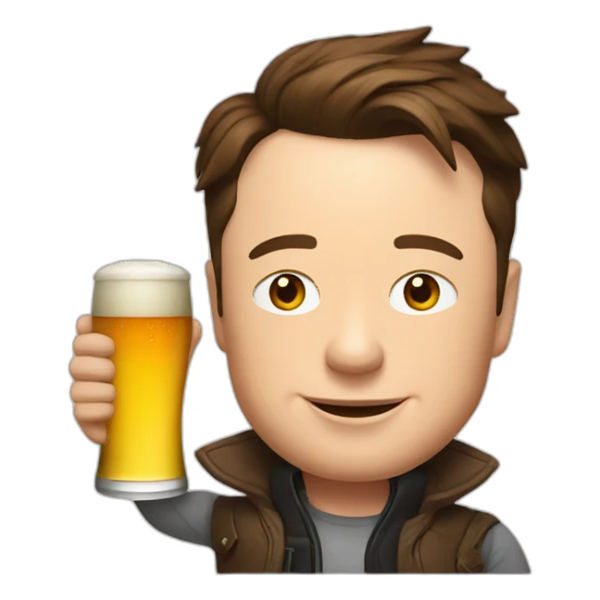 Elon musk with a beer sticker