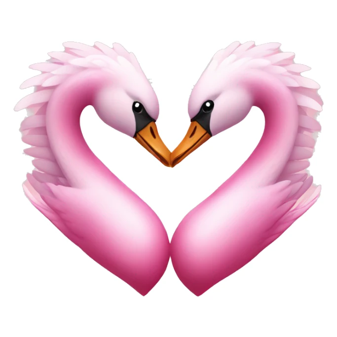 2 pink swans making a heart sticker