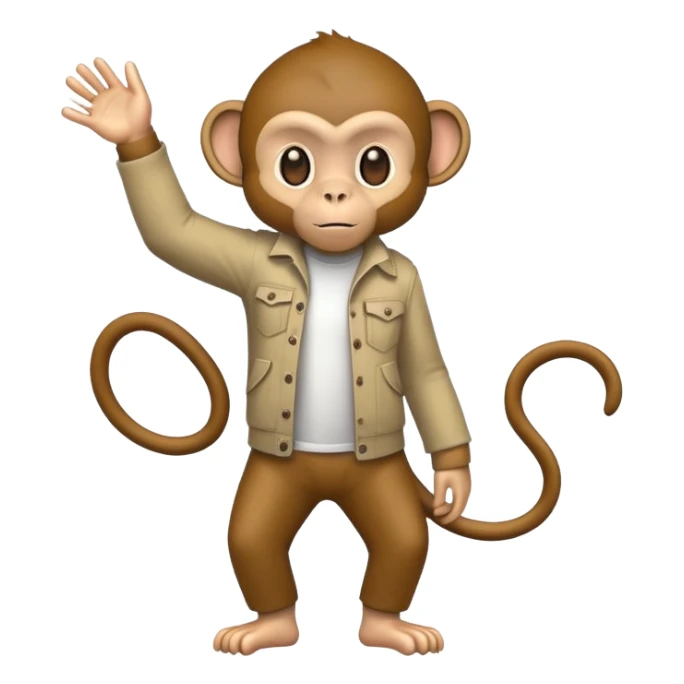 monkey wearing casual clothes upright pose sticker