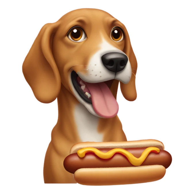 Dog eating a hot dog sticker