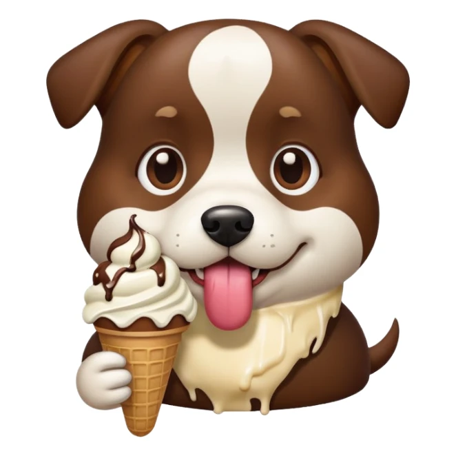 Dog eating ice cream sticker