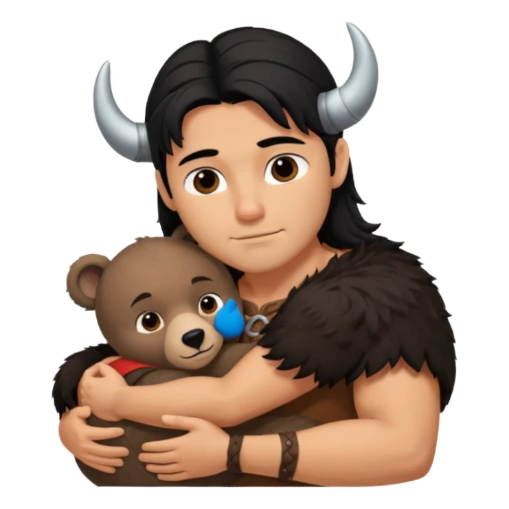 A Viking husband, bear and a black haired, brown eyes, mama bear hugging sticker