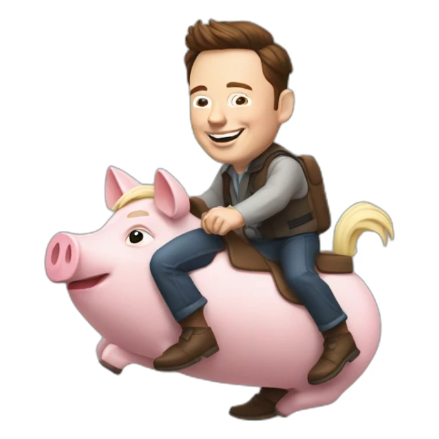 elon musk piggy ride sticker