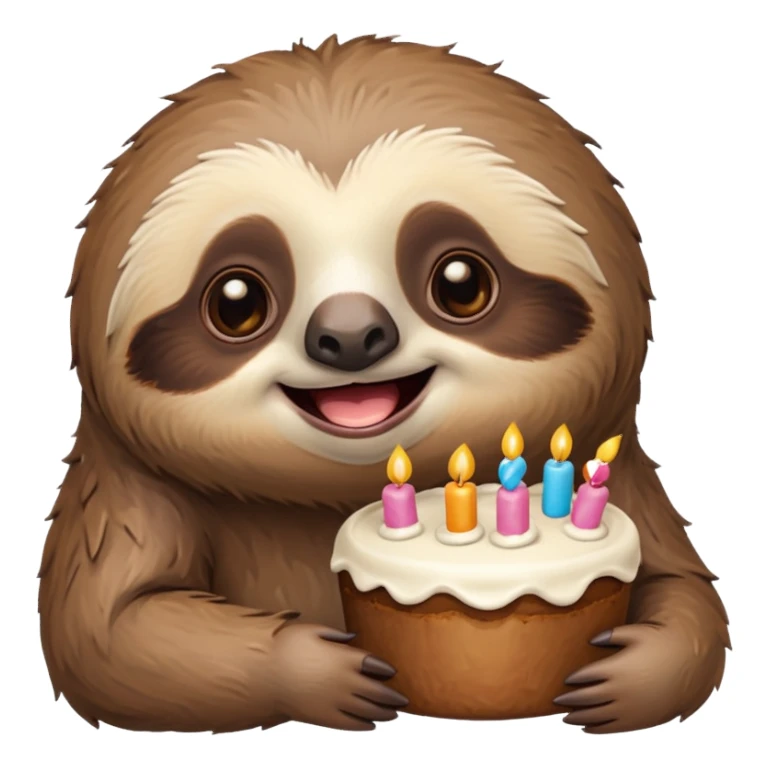 Cute sloth with cake sticker