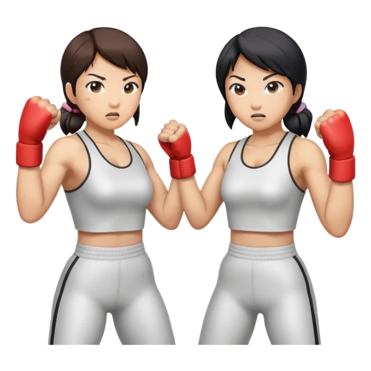 two asian women kicking and fighting each other sticker