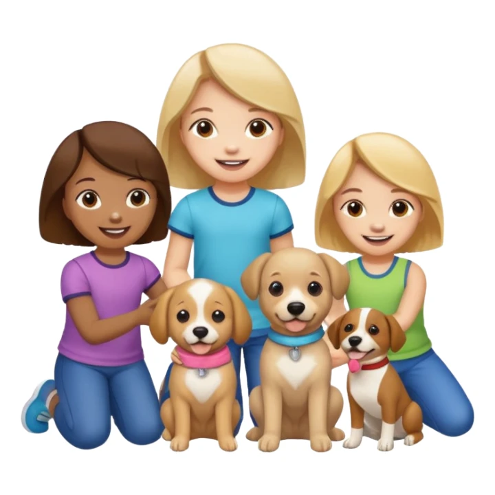 children with dog toys sticker