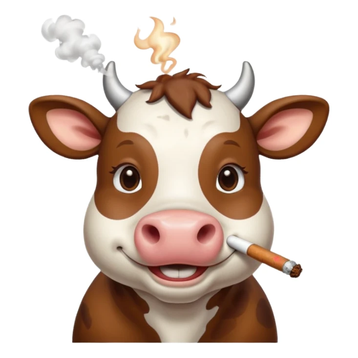 cute cow smoke weed sticker