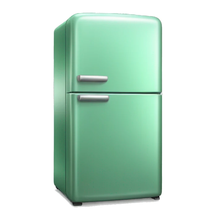 Realistic metallic mint green fridge isolated. sticker